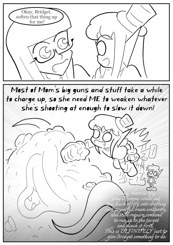I definitely had to slap that dark splotch in the corner because I didn't realize how hard it'd be to read Alphonse's font over those action lines
